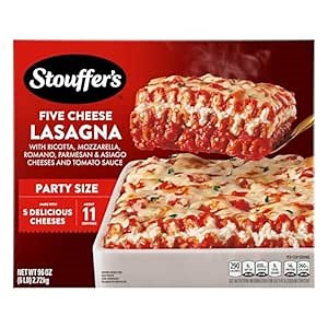 Stouffer’s Five Cheese Lasagna, Party Size, Frozen Cheese Lasagna, Frozen Meals, Oven Ready Lasagna, Party Size Meals, Easy Dinner