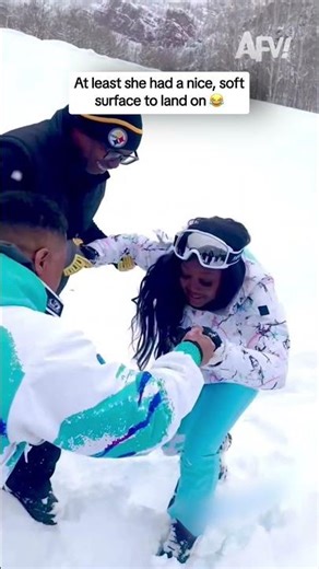 At least she had a nice, soft surface to land on 😂