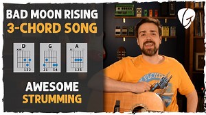 Bad Moon Rising Guitar Tutorial (3 Chord Song on Guitar) CCR