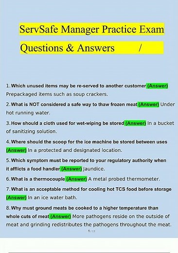 #learnexams ServSafe Manager Practice Exam Questions and Answers Verified Answers5188 new video