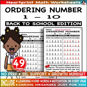 Back to School Math Centers, Numbers 1 to 10, Ordering & Missing Numbers 1-10