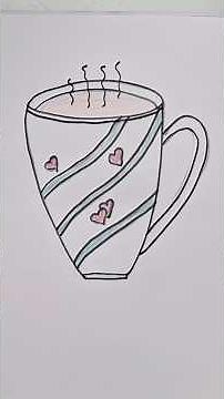 Easy to draw hot coffee mug for beginners | step-by-step #coffeeart #easydrawing