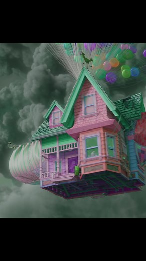 Up Movie Flying House Caught in a Storm