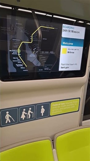 BART Announcement: Now boarding at 24th Street Mission, this is a yellow line train to Millbrae