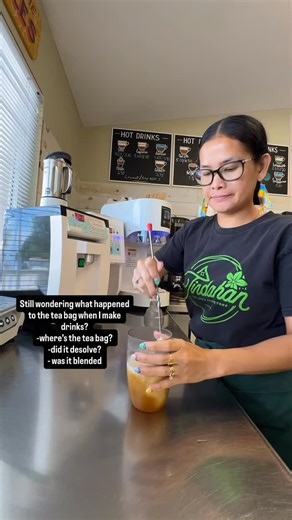 6.5K views · 303 reactions | Ever wonder what happens to the tea bag after brewing?  It doesn’t dissolve or blend into your drink. Normally, it just sits in the tea brewer, gets stuck, and we toss it out once your drink is made. But sometimes… that sneaky little tea bag slips right into the mixture of your drink.  Don’t worry—we just take it out and keep it moving. Fresh tea, always. No shortcuts. ✨ | TINDAHAN-The little Asian Store | Facebook