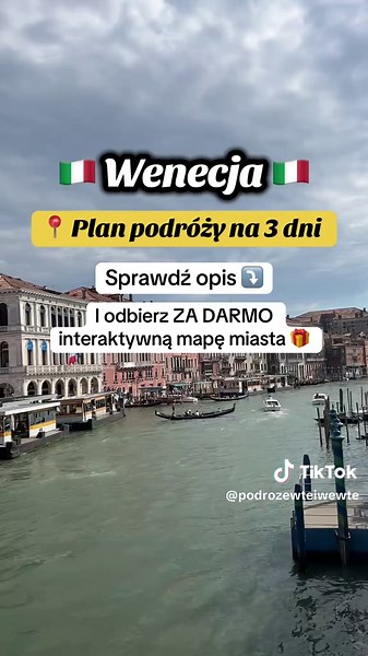 🇮🇹 Wenecja – plan podróży na 3 dni 🗓️ DZIEŃ 1 → klasyczna Wenecja widoki Rano: ➡️ Piazza San Marco ➡️ Basilica di San Marco ➡️ Palazzo Ducale ➡️ Campanile di San Marco Później: ➡️ Ponte dei Sospiri ➡️ Ponte di Rialto ➡️ Canal Grande Popołudnie: ➡️ dzielnica Castello ➡️ Basilica di San Pietro di Castello ➡️ Giardini della Biennale Na koniec: ➡️ Lido di Venezia 🗓️ DZIEŃ 2 → spokojniej, lokalnie Poranek → Dorsoduro ➡️ Basilica di Santa Maria della Salute ➡️ Gallerie dell'Accademia ➡️ Punta dell