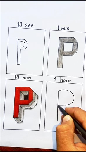 let's draw different 3D letters 'P' #drawing #shorts