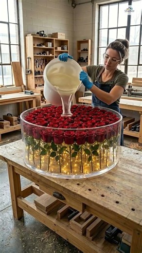 The Most Beautiful Rose Table You’ll Ever See 🌹🔥#homedecor #epoxyresin #resinart