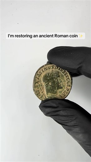 Restoring an ancient Roman coin ✨#coincleaning #romancoin #satisfyingvideos #asmr #coins
