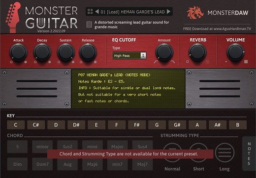MonsterDAW Updates FREE Monster Guitar Plugin