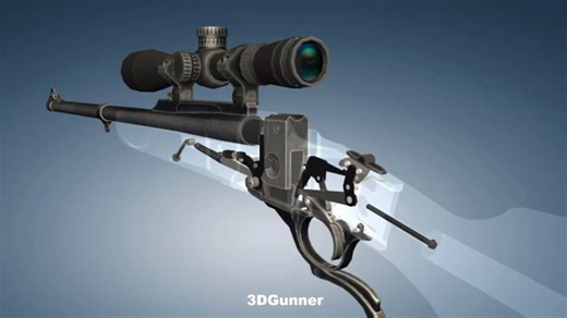 3D动画Ruger No.1杠杆步枪如何工作