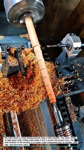 Wood Turning Process on Lathe Machine | Precision Shaping in Woodworking.