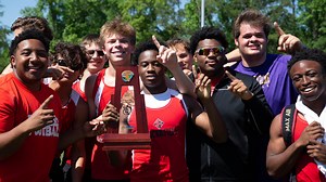 NFC boys track & field athletes celebrate winning the 2-1A championship