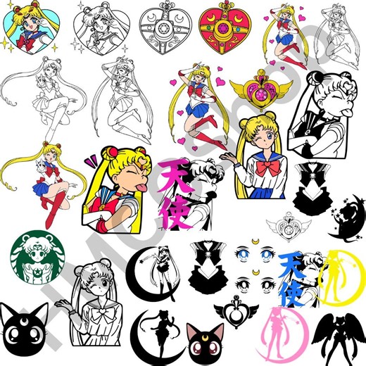 Sailor Anime Png, Cute Magical Girl Clipart PNG, Sailor Moon SVG Graphic Bundle, Sailor Moon Silhouette Files, - Etsy Australia