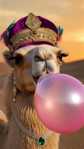 Stylish Fashion Camel Blowing Bubble Gum 🐪✨ | AI Animal Short #aivideo #aishorts #shorts
