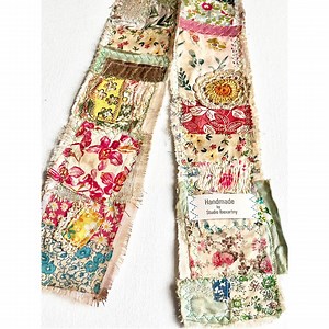 Rustic Textile Art Snippet Roll: Vintage Fabric & Crochet Embellishments - Etsy