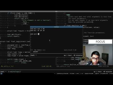 Live study: learn C programming language by building our own lisp (Part 139)