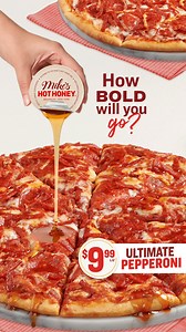 4.9K views · 15 reactions | Our bold Ultimate Pepperoni pizza features giant AND shredded pepperoni, baked up crisp. Then a sweet heat drizzle of Mike’s Hot Honey, or an extra kick from Mike’s Hot Honey — Extra Hot! How bold will you go? Only $9.99! | Papa Murphy's Pizza | Facebook