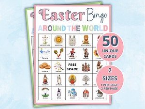 Easter Around the World Bingo Cards Game Printable, Teenagers Critical Thinking Riddles Bingo, Geography Easter Bingo Boards Activity - Etsy