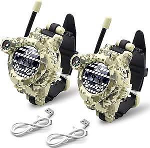 Walkie Talkies Watch Rechargeable, Spy Watch Army Toys for Kids, 7 in 1 Digital Watch Walkie Talkies with Flashlight, Cool Spy Gadgets for Boy Girls Outdoor Game