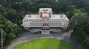 Aerial view of the Independence Palace, also known as Reunification Palace, the site of the Fall of Saigon, in 1975, that ended the Vietnam War in Ho Chi Minh City, Vietnam.