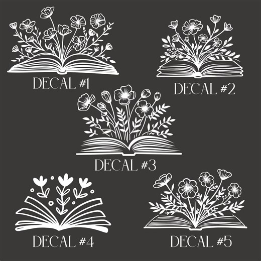 Custom Floral Book Lover Vinyl Decal: Open Book With Flowers, Decal Sticker for Library, Child's Kid's Room Playroom, Library Decal Sticker - Etsy