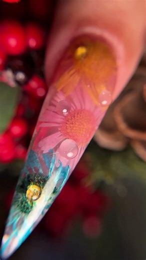 3D Water Drop Flower Nails 🌸💧 So Satisfying!