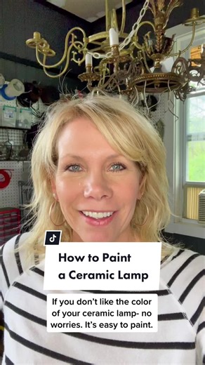 Easy way to paint your ceramic lamp. #lightladystudio #paintlamp #paintedlamp #ceramiclamp #lightingtips
