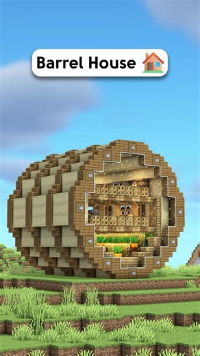 Minecraft Barrel House 🏠 3D Build guide on zediaph.com Link in Bio🔗