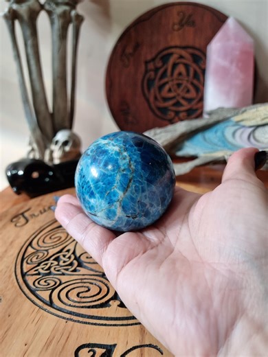 Blue Apatite Sphere, Variegated Teal Crystal Ball, Gothic Home Decor, Witchy Scrying Orb, Raw Nature Manifestation Stone, 60mm Altar Piece - Etsy