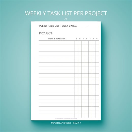 A5 Project Task List | Weekly Planner Insert (PDF) - Etsy Canada