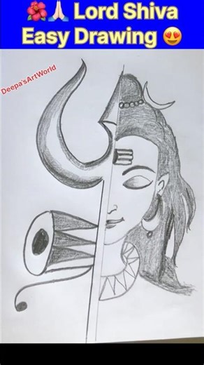 Lord Shiva Easy Drawing 🙏🏻🌺 | Anyone Can Draw 😍✨ #Shorts #shiva #god