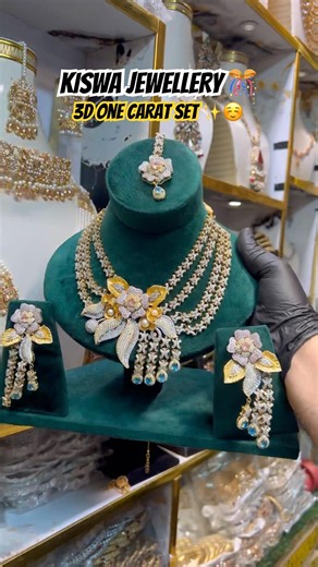 ✨👑 Luxury 3D One Carat Heavy Necklace Set 💎🤍 | American Diamond #pakistan #lahore #jewellery