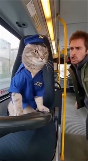 🐱🚌 Gato Conductor De Autobús Se Enfada Con Un Pasajero #FunnyAnimals #aianimals #shorts #humoranimal