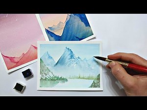 How to create depth in your mountains // STEP BY STEP mountain landscape tutorial using watercolor