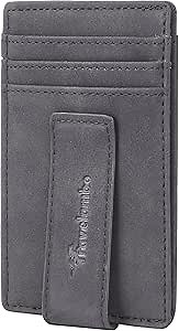 Travelambo Money Clip for Men Magnetic Front Pocket Wallet Slim Wallet Minimalist Card Holder RFID Blocking (Black Smooth)