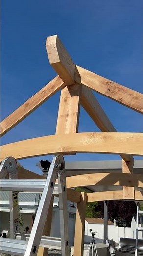 Garden structure with beams in place