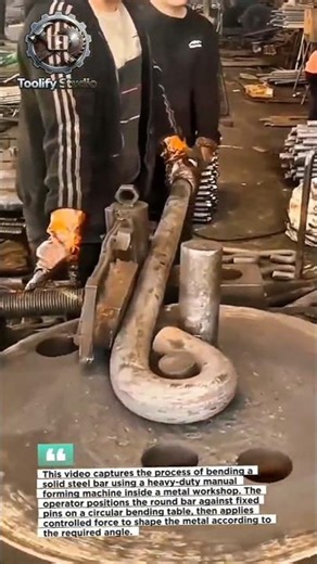 Industrial Steel Bar Bending Using Manual Hydraulic Forming Machine.