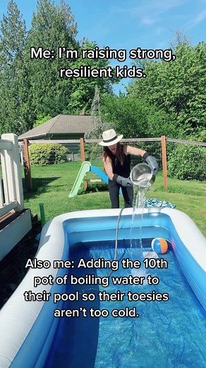 Please say we’re not the only ones who do this @Soberish•Mom #kids #summer #pool #moms #backyard #warm