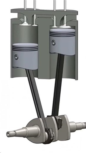 Engine piston and valve movement