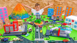 1.6M views · 37K reactions | #ad​ Kids play with cars and build their own city with gas station, hospital, fire station, parking lot, car wash for kids. A funny story about toy cars for children. | Vlad and Niki | Facebook