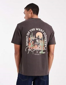 Threadbare relaxed fit rodeo graphic print t-shirt in brown | ASOS