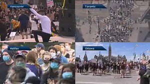 Thousands gather in Ottawa for demonstration, Trudeau takes knee