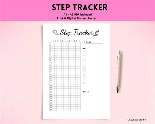 Step Tracker Printable A4 A5 PDF, Daily Steps Log, Fitness Walking Tracker, Minimal Planner, Health Habit Tracker, Instant Download - Etsy