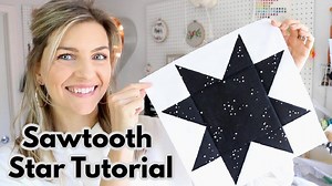Learn how to make the classic sawtooth star quilt block! https://melaniekham.com/sawtooth-star-quilt-block-tutorial/ | Melanie Ham