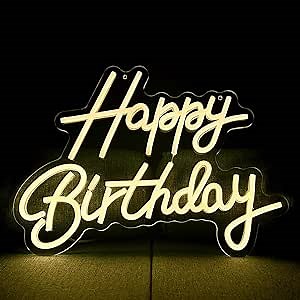 Happy Birthday Neon Sign Neon Happy Birthday Sign with Dimmable Switch Neon Happy Birthday Neon Light Sign for Birthday Party 16.5x12.2 Inch (Warm White)