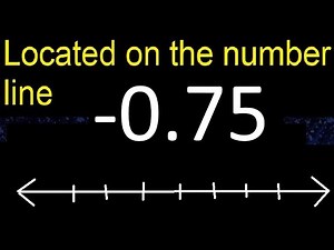 Located -0.75 on the number line - 0,75 . locating negative decimal numbers . represented