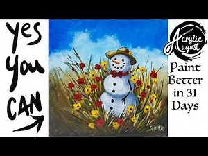 Fall Snowman 🌟🎨 How to Draw and Paint tutorial for Beginners: Acrylic August | Day 15