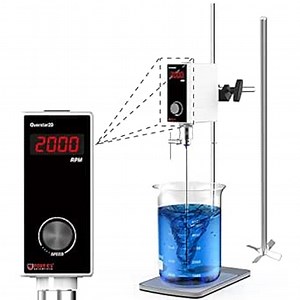 Electric Overhead Stirrer with Stirring Rod and Stand - FOUR E'S SCIENTIFIC LED Digital Overhead Mixer | Heavy Duty Max. 20L | 10000 mPas | 20N.cm | 50-2000RPM | 3 Year Warranty