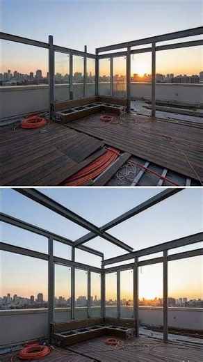 👉 This Empty Roof Corner Became a Glass Sky Lounge 😳🌆
